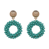 Colorful Crystal Dangle Earrings Round Pendant Drops Earring