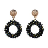 Colorful Crystal Dangle Earrings Round Pendant Drops Earring