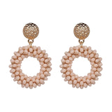 Colorful Crystal Dangle Earrings Round Pendant Drops Earring