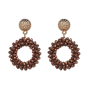 Colorful Crystal Dangle Earrings Round Pendant Drops Earring