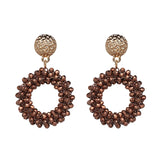 Colorful Crystal Dangle Earrings Round Pendant Drops Earring