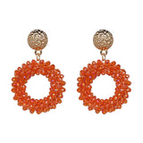 Colorful Crystal Dangle Earrings Round Pendant Drops Earring