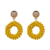 Colorful Crystal Dangle Earrings Round Pendant Drops Earring