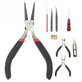 11-Pcs DIY Jewelry Tool Set Pliers Tweezers Ring Crochet Needle Kit Accessories