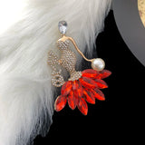 Greek Pink Rhinestone Dance Girl Pearl Long Needle Pin For Women