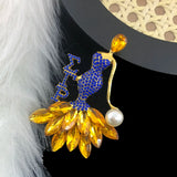Greek Pink Rhinestone Dance Girl Pearl Long Needle Pin For Women
