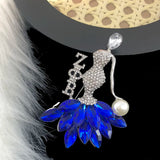 Greek Pink Rhinestone Dance Girl Pearl Long Needle Pin For Women