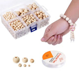 1105Pcs Wooden Beads Natural Round Wood Beads Kit Jewelry Craft Making