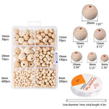 1105Pcs Wooden Beads Natural Round Wood Beads Kit Jewelry Craft Making