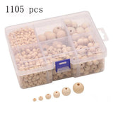 1105pcs Natural Wooden Beads for Jewelry Making Macrame Decor
