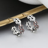 Retro S925 Silver US$ Sign C Earrings Charms for Women