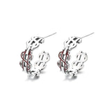 Retro S925 Silver US$ Sign C Earrings Charms for Women
