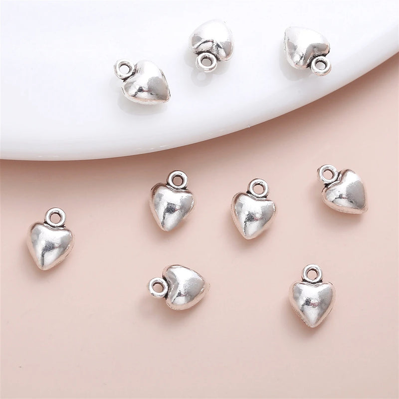 110Pcs 3D Heart Charm Metal Accessories DIY Jewelry Making Pendant