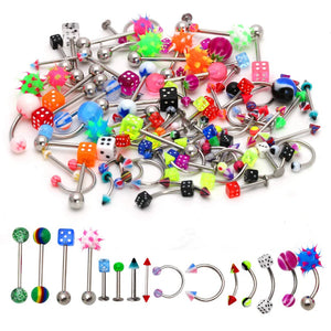 110pcs Body Jewelry Piercings Steel Acrylic Set Woman 14G 16G Random Mix