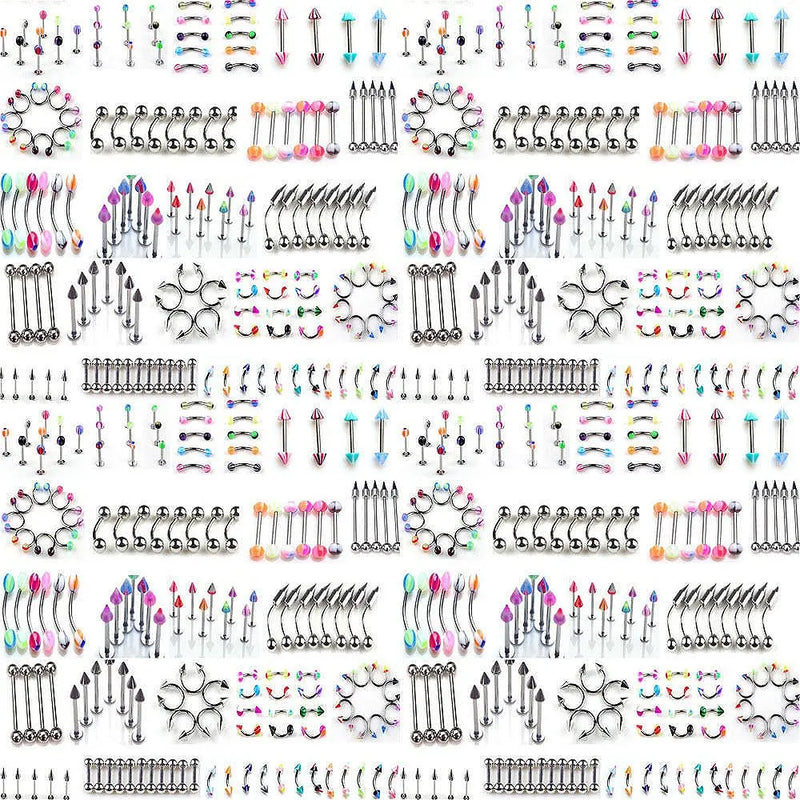 110pcs Body Jewelry Piercings Steel Acrylic Set Woman 14G 16G Random Mix