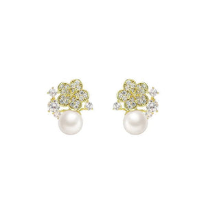 50% off 14K Zircon & Pearl Hoop Earrings AAAA+ Jewelry