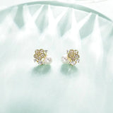 50% off 14K Zircon & Pearl Hoop Earrings AAAA+ Jewelry