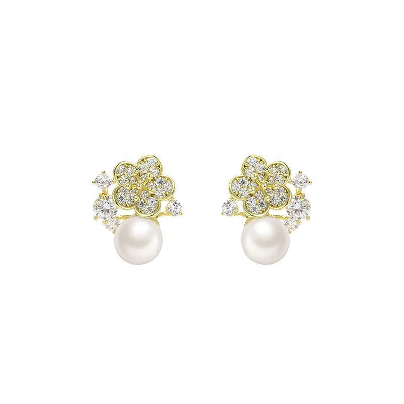 50% off 14K Zircon & Pearl Hoop Earrings AAAA+ Jewelry