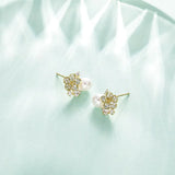 50% off 14K Zircon & Pearl Hoop Earrings AAAA+ Jewelry