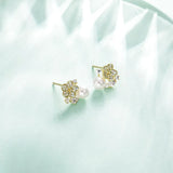 50% off 14K Zircon & Pearl Hoop Earrings AAAA+ Jewelry