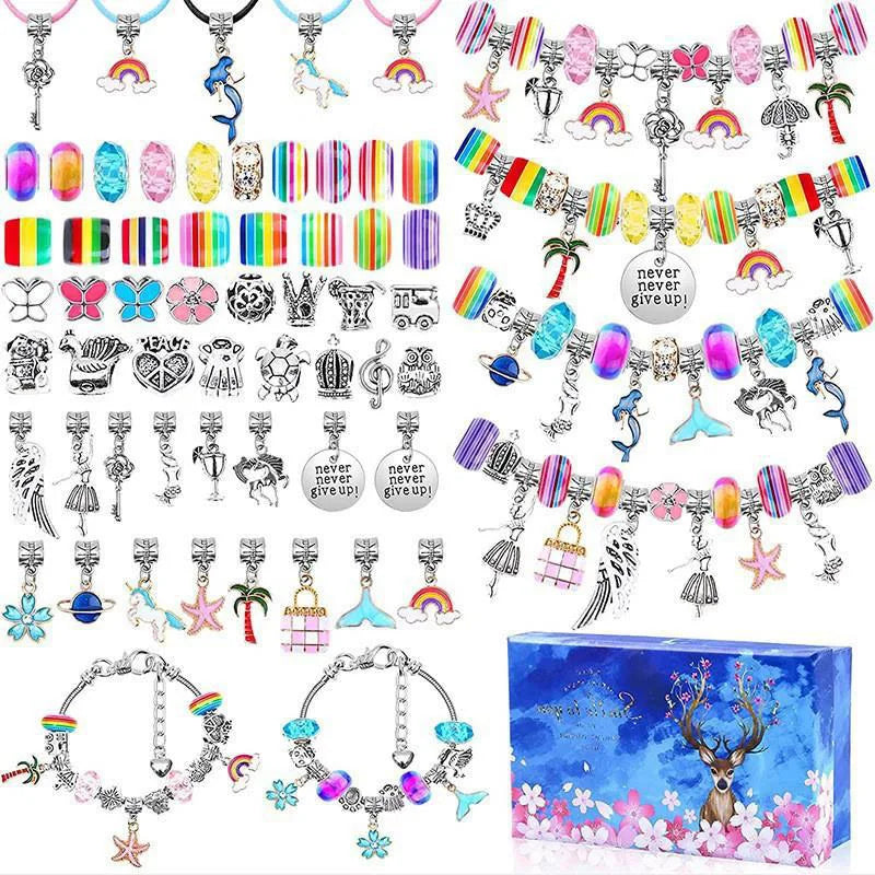 Christmas Jewelry Making Kit Charm Bracelet Necklaces Alloy Beads Set