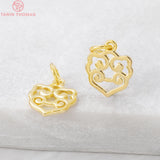 6PCS 10x16MM 24K Brass Chinese Character Charm Pendants