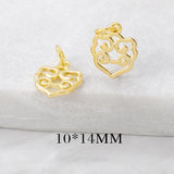 6PCS 10x16MM 24K Brass Chinese Character Charm Pendants