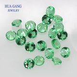 Green Nano Semi Precious Stone 100PCS Round Brilliant Cut Yellow Synthetic Gems