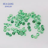 Green Nano Semi Precious Stone 100PCS Round Brilliant Cut Yellow Synthetic Gems