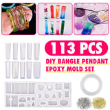 113 Pcs DIY Pendant Bracelet Silicone Casting Molds Set with 100 Claw Nails