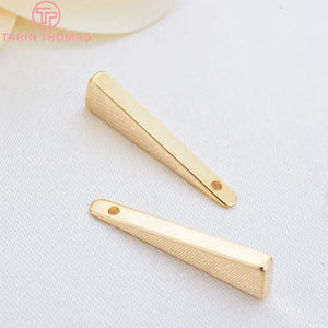 10PCS 5x22MM Triangle Charms Pendants 24K Plated Brass DIY Jewelry Accessories