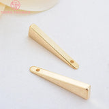 10PCS 5x22MM Triangle Charms Pendants 24K Plated Brass DIY Jewelry Accessories
