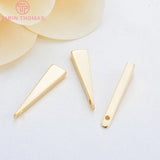 10PCS 5x22MM Triangle Charms Pendants 24K Plated Brass DIY Jewelry Accessories