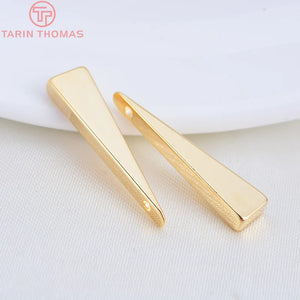 10PCS 24K Plated Brass Triangle Charms Pendants 5x22MM Hole 1MM DIY Jewelry