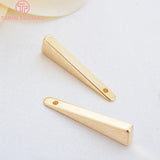 10PCS 24K Plated Brass Triangle Charms Pendants 5x22MM Hole 1MM DIY Jewelry