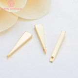 10PCS 24K Plated Brass Triangle Charms Pendants 5x22MM Hole 1MM DIY Jewelry