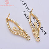 6PCS 10x30MM 24K Plated Brass Ballet Girl Stud Earrings DIY Jewelry Findings