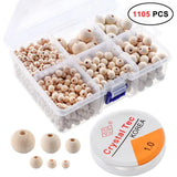 1150 PCs Wooden Beads Set DIY with Crystal Elastic Line