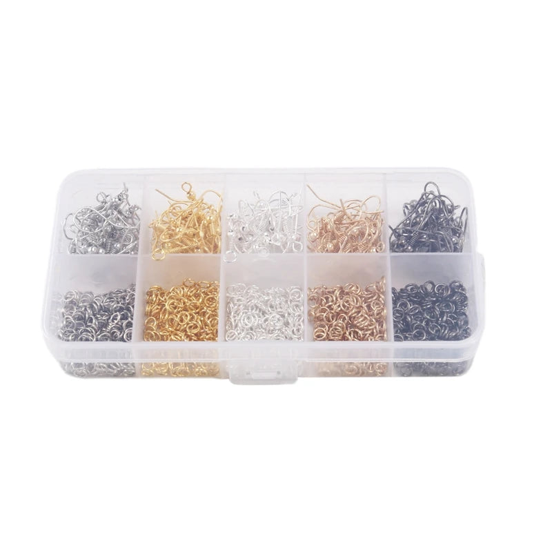 1150Pcs 5 Colors Jump Rings & Earring Hooks Kit for Jewelry Making