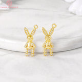 24K Brass Rabbit Charm Pendants for DIY Jewelry Making