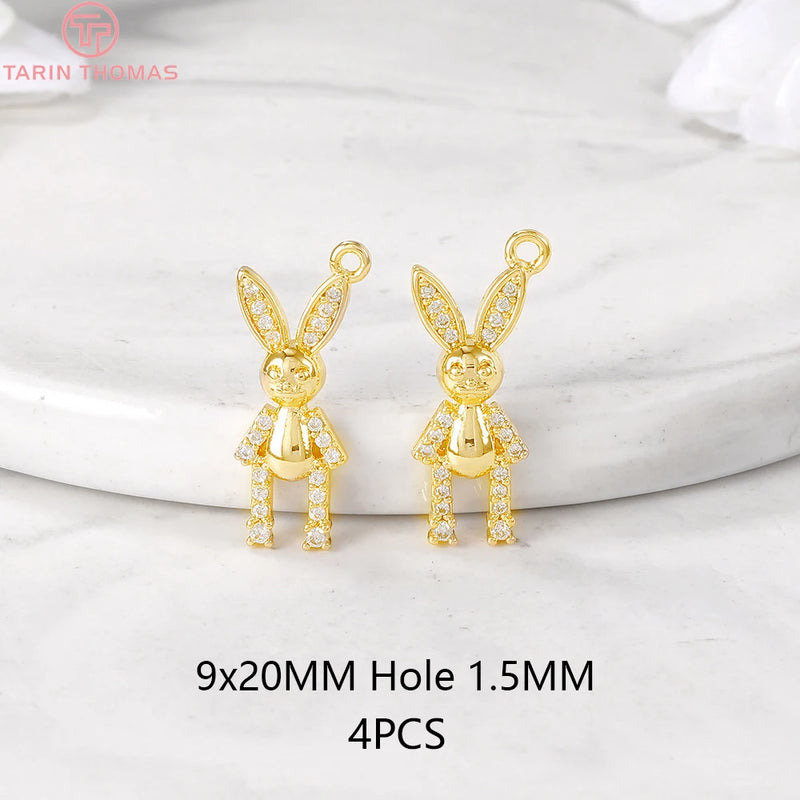 24K Brass Rabbit Charm Pendants for DIY Jewelry Making
