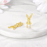 24K Brass Rabbit Charm Pendants for DIY Jewelry Making