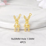 24K Brass Rabbit Charm Pendants for DIY Jewelry Making