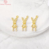 24K Brass Rabbit Charm Pendants for DIY Jewelry Making