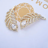 2PCS 28MM 24K Plated Brass Feather Charms Pendants with Zircon - High Jewelry