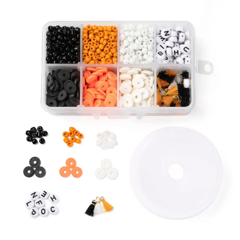 1155Pcs Mixed Round Glass Clay Seed Beads DIY Halloween Bracelet Making Kits