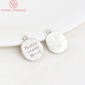 10PCS Platinum Brass Round Letter Charms Pendants