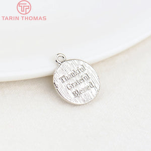 10PCS Platinum Brass Round Letter Charms Pendants