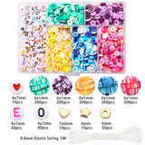 1160Pcs 6mm Acrylic Beads Clay Craft Beads Box Elastic Cord DIY Bracelet Jewelry