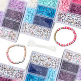 1160Pcs 6mm Acrylic Beads Clay Craft Beads Box Elastic Cord DIY Bracelet Jewelry
